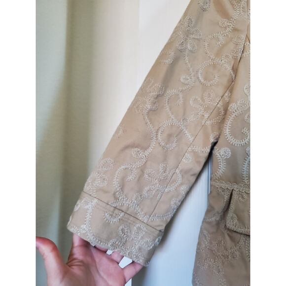 Bianca Nygard Embroidered Cotton Lined Accent Floral Buttons Art Jacket, Size 14 - Picture 6 of 14